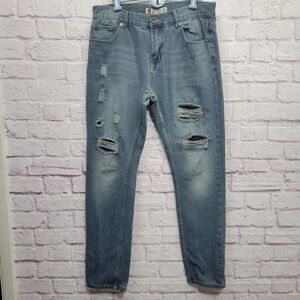 Kaalu Mens Jeans Size 36x32 Distressed Destroyed Tapered Grunge Streetwear